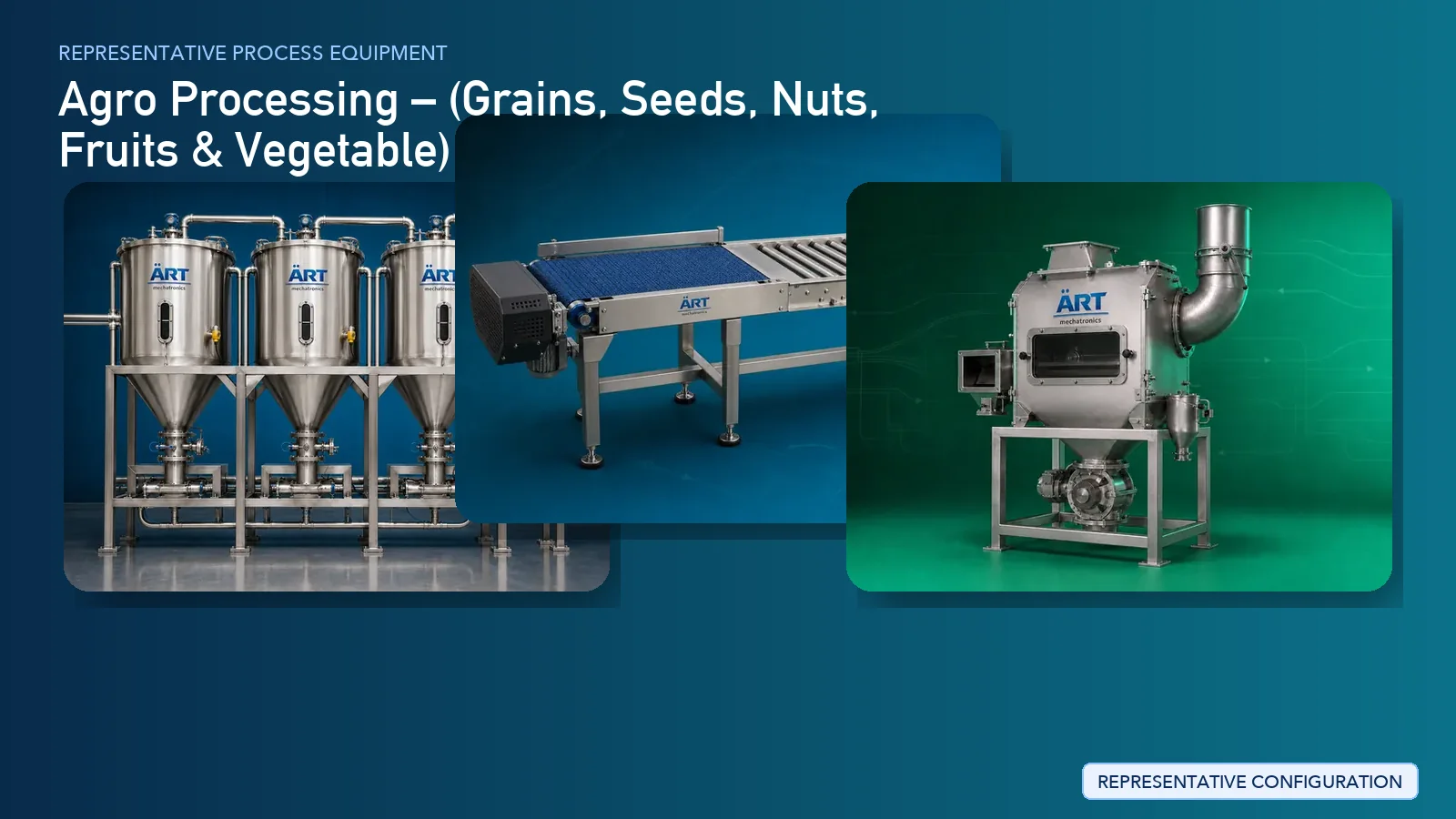 Representative Fruits & Vegetable Processing Plant & Machinery Solutions process equipment by ART Mechatronics