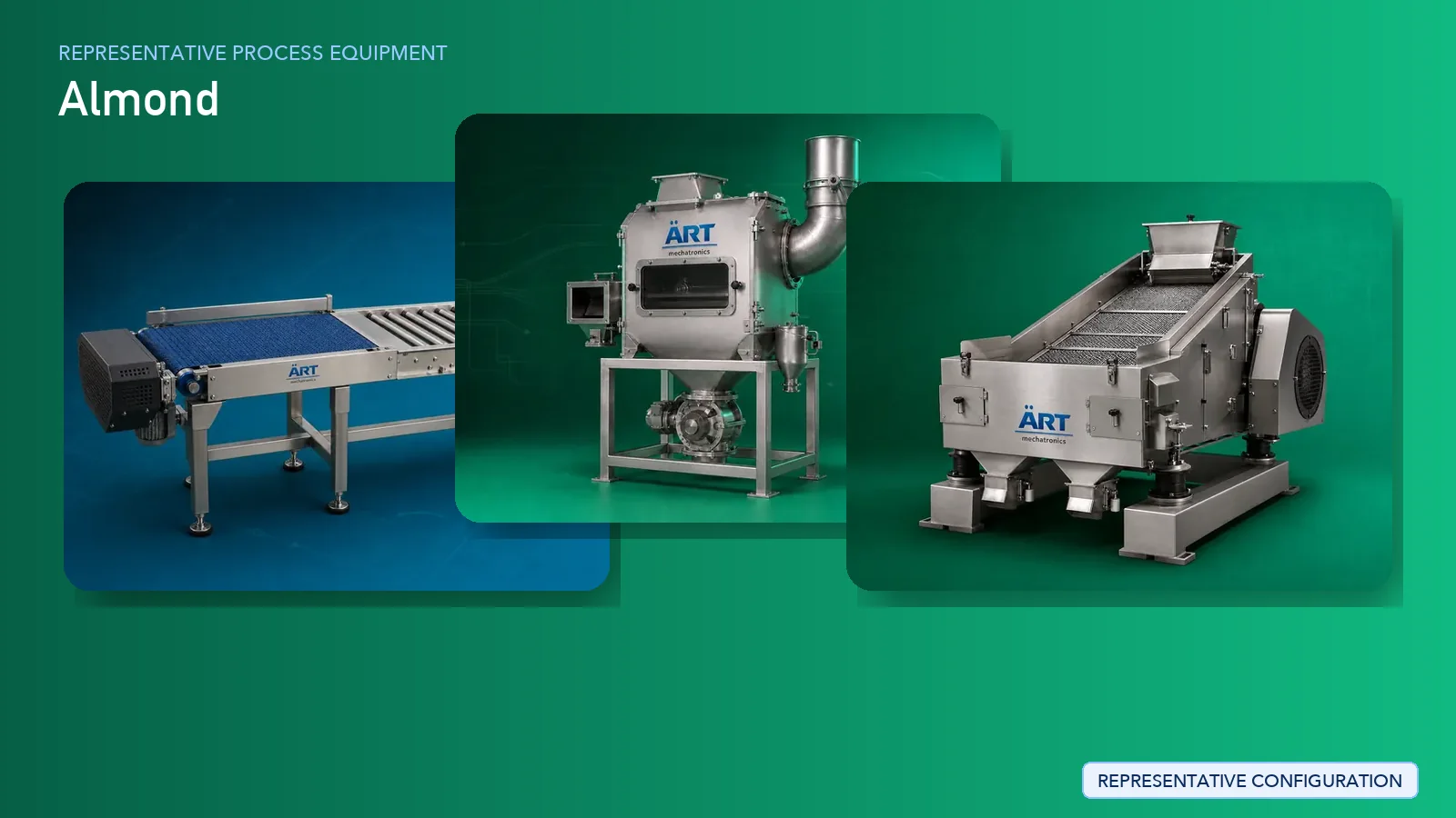 Representative Almond Processing Plant & Machinery Solutions process equipment by ART Mechatronics