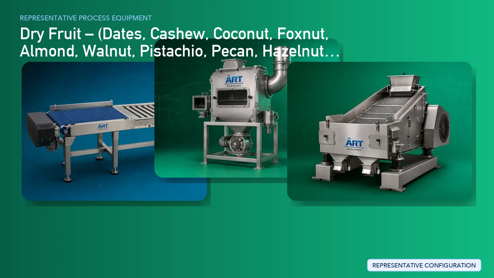 Representative Fig Processing Plant & Machinery Solutions process equipment by ART Mechatronics
