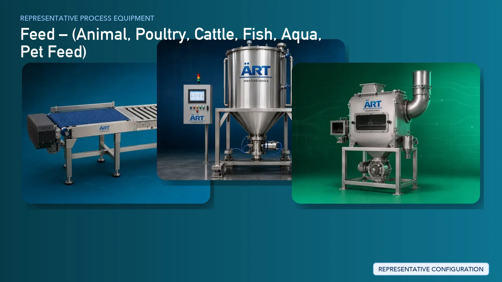 Representative Fish Feed Processing Plant & Machinery Solutions process equipment by ART Mechatronics