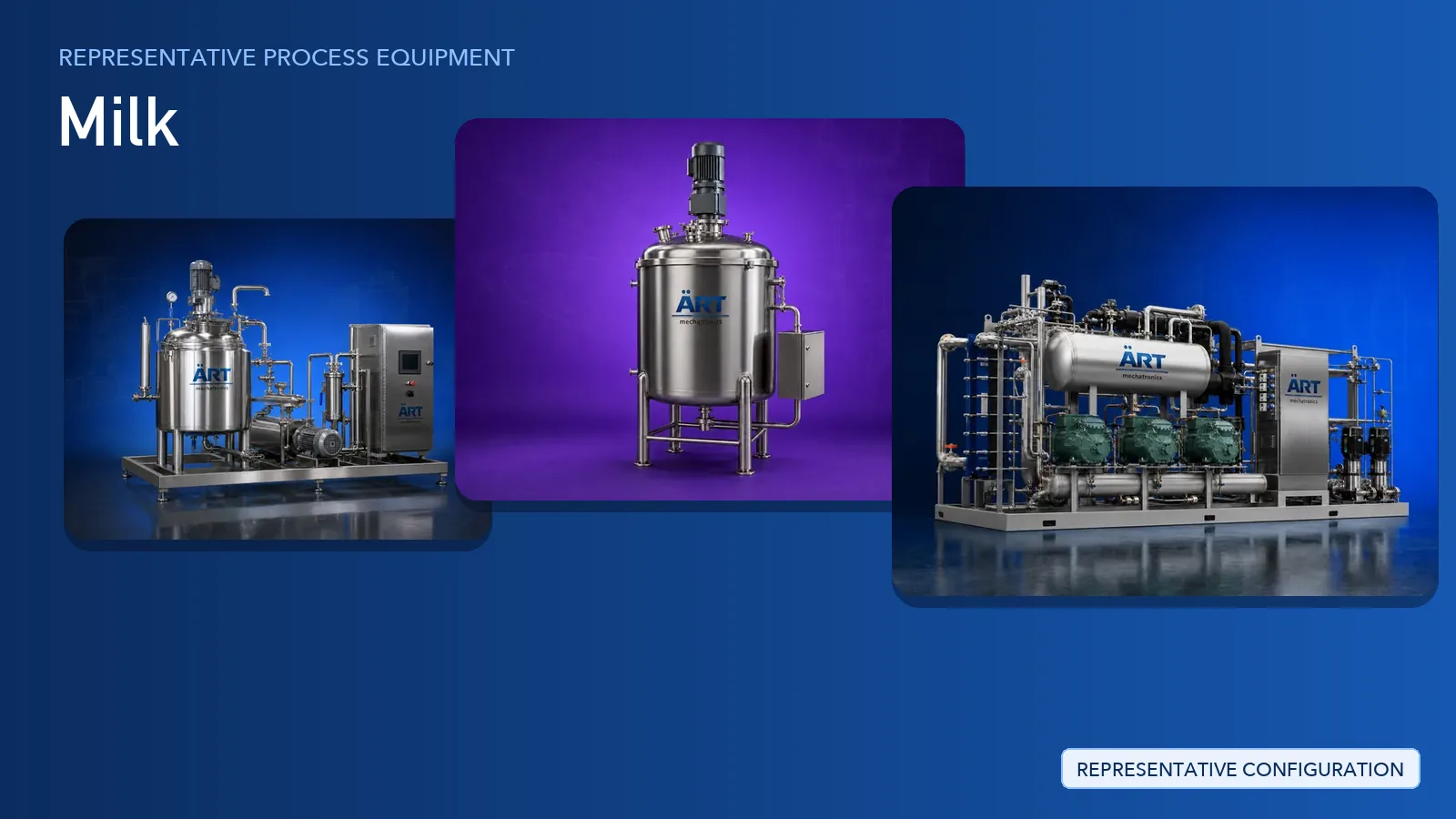 Representative Dairy Milk Processing Plant & Machinery Solutions process equipment by ART Mechatronics