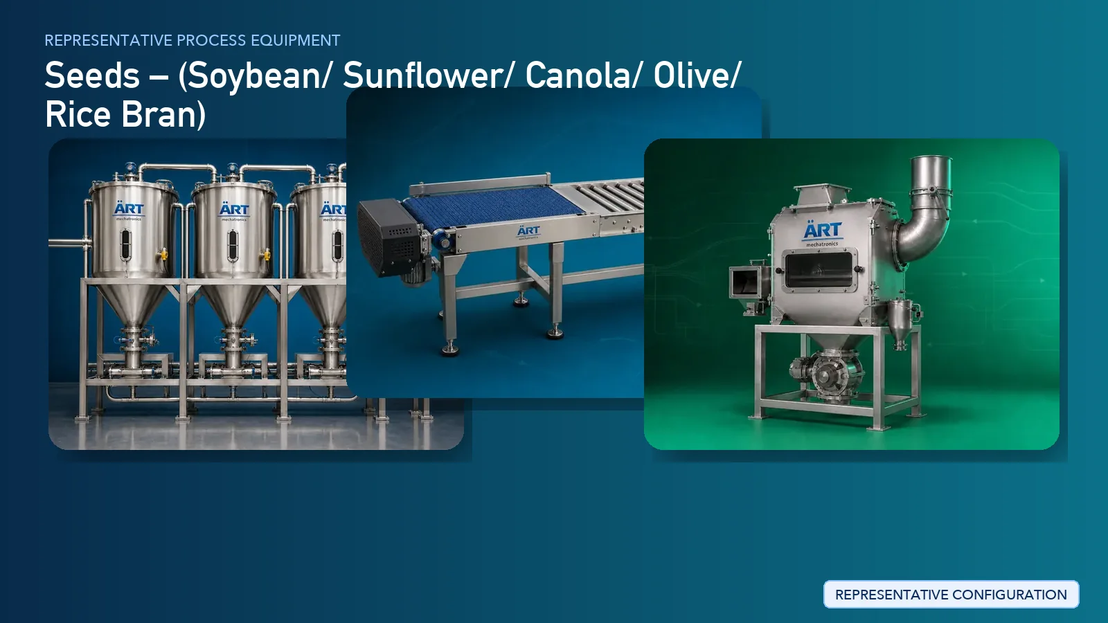 Representative Olive Processing Plant & Machinery Solutions process equipment by ART Mechatronics