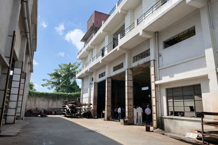 The factory building from the yard