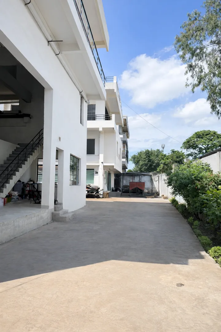 The walkway along the works building