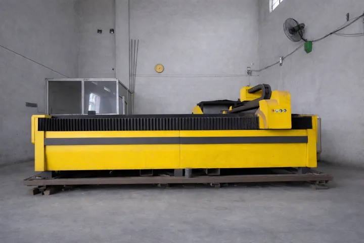 The CNC fibre laser cutting machine on the shop floor