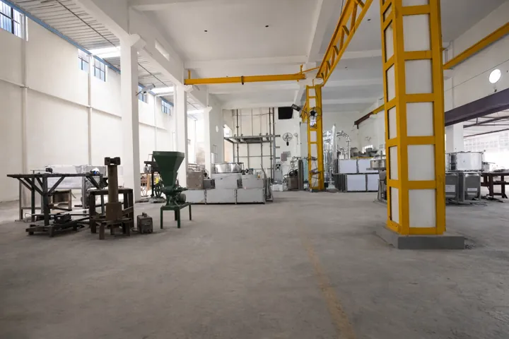Processing machines staged under the overhead crane