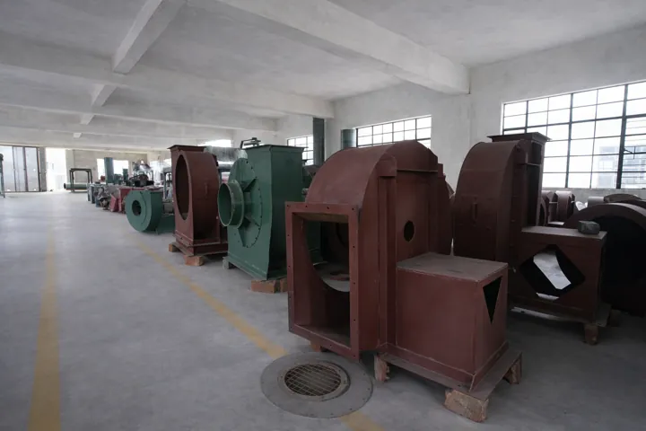 Industrial fan and blower housings on the floor