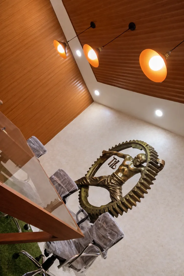 The group emblem above the conference table