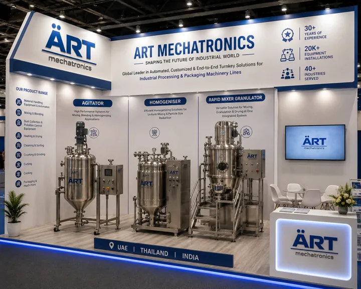 Agitator, homogeniser and rapid mixer granulator at the ART Mechatronics stand