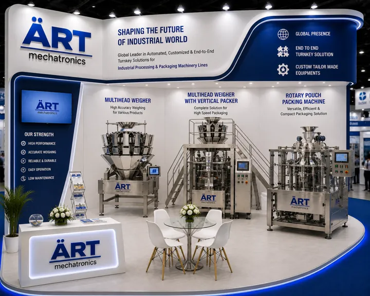 Multihead weigher, vertical packer and rotary pouch packing machine at the ART Mechatronics stand